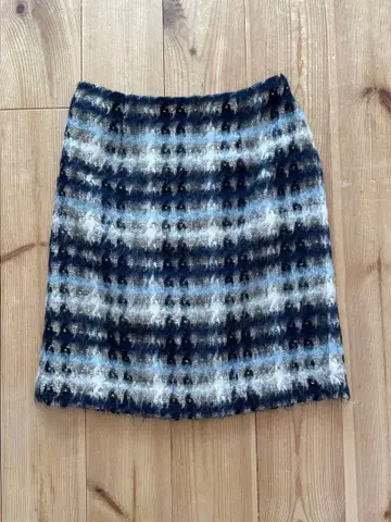 저스길리티 체크 트위드 미니 스커트 블루