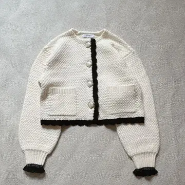 [컨디션 최상] 코엘 24SS 가디건 바이컬러 프릴 가디건 화이트