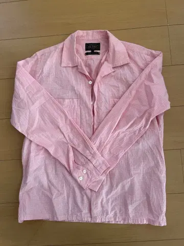 BEAMS 핑크 체크 무늬 긴팔 셔츠 S