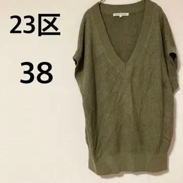 23구 V넥 니트 베스트 [ M ] 슬리브리스 V넥 코튼 혼방