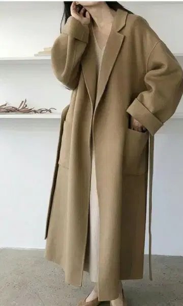 카멜 롱 코트 체스터 코트