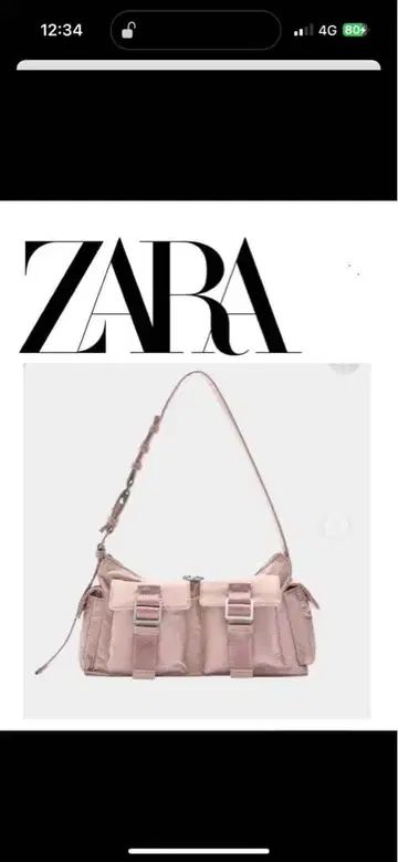 ZARA 나일론 미니 숄더 핑크 미사용 새상품