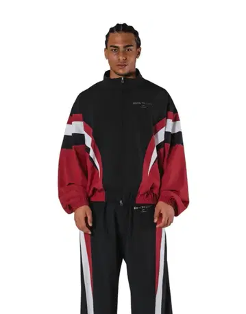 Lift 나일론 자켓 팬츠 세트 S 블랙/빨간색/화이트