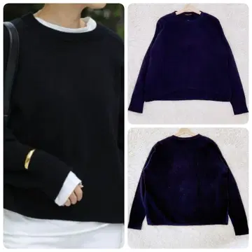 두지엠 클라세 미들 게이지 크루넥 풀오버 니트 네이비