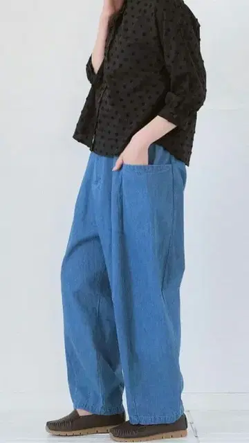 새상품 미사용 Dgy 데님 포켓 테이퍼드 팬츠 면 린넨