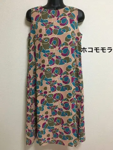 호코모모라 Abrazar 프린트 원피스 슬리브리스 레트로 이토킨