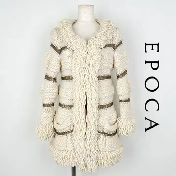 EPOCA 에포카 루프 니트 코트 프린지 아이보리