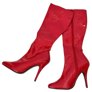 새상품 PLEASER 빨간색 에나멜 롱 부츠 SEDUCE-2000