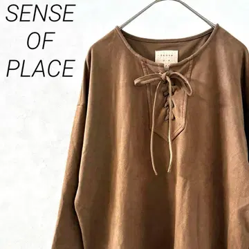 SENSE OF PLACE 티셔츠 레이스업 스웨이드 느낌 심플