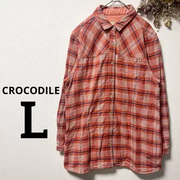 크로커다일 CROCODILE 체크 무늬 셔츠 L 긴팔 플란넬 셔츠