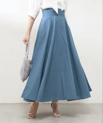 [ 미사용 새상품 ] 내추럴 꾸뛰르 면린넨 하이웨스트 서큘러 스커트