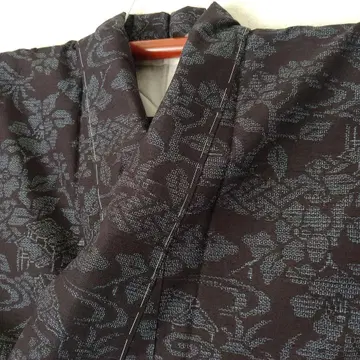 미사용 새상품 순수 실크  100 풍경꽃 문양 남색 계열