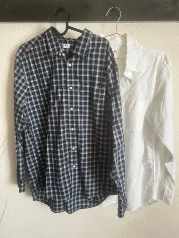 UNIQLO 셔츠 2장 네이비 화이트