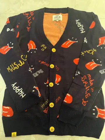 UP! SMILE 네이비 컬러풀 가디건 M 사이즈