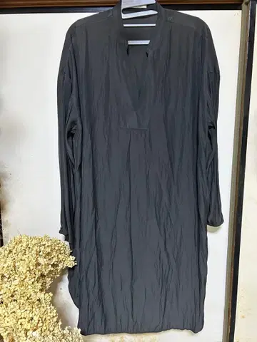 LACASSE-MOUL 다크 그레이 셔츠 원피스