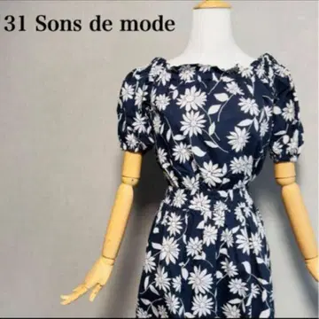 31 Sons de mode 꽃무늬 원피스 S-M 퍼프 슬리브 데이트