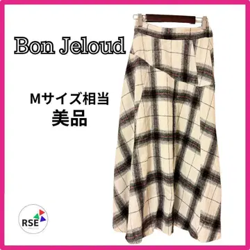 새상품급 Bou Jeloud 부즈루드 롱 플레어 스커트 체크 무늬 M