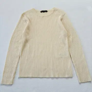 23구 세탁 가능한 실크 울 혼방 리브 니트 아이보리 40 사이즈