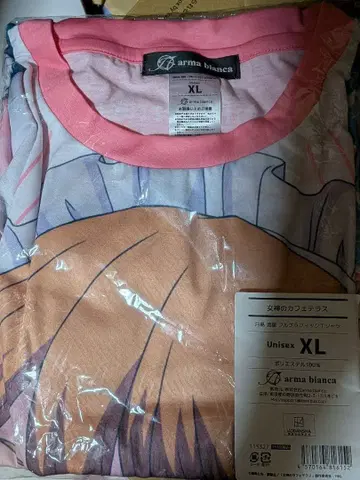 XL 사이즈 츠키시마 류세이 풀 그래픽 T셔츠 여신과 카페 테라스