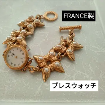 브레이슬릿 워치 FRANCE제 빈티지 골드 펄 여성용