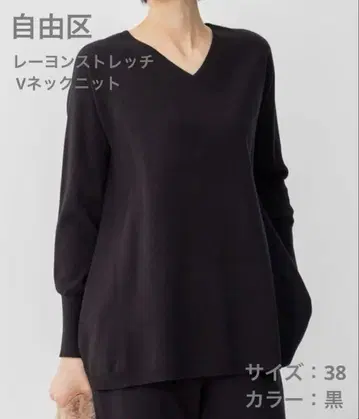 온워드 자유구 레이온 스트레치 V넥 니트 블랙 38