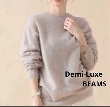 초미품 Demi-Luxe BEAMS 플러피 크루넥 니트 라쿤