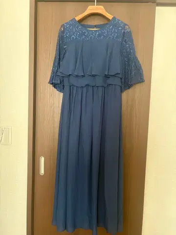 포멀 프릴 디자인 드레스 블루 원피스 결혼식 2차 모임