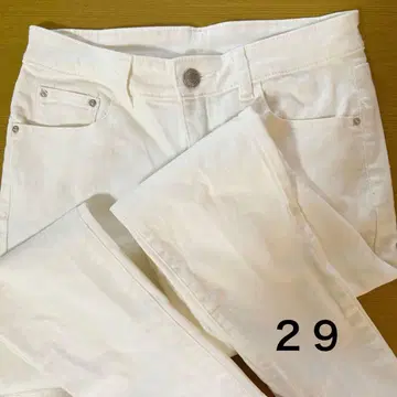 [ 컨디션 최상 ] OVoVO 오보 화이트 스키니 데님 29