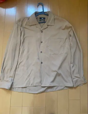 HARE 새틴 오픈 카라 셔츠 베이지