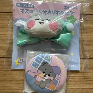 gunini 고니니 고누크 마스코트 부착 리본 핑 캔뱃지 거울 세트