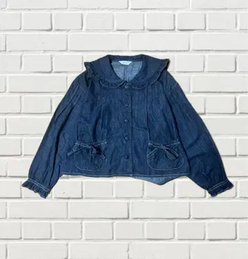 데님 프릴 옷깃 셔츠 [ 무료배송 ]