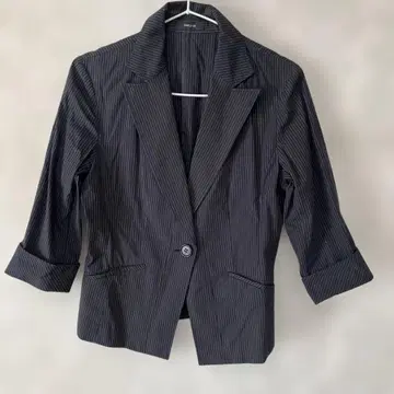 COMME CA ISM 네이비 스트라이프 테일러드 자켓