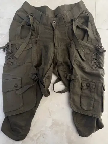 PPFM 신의 의류 무릎 아래 카고 팬츠 카키 봄/여름/가을