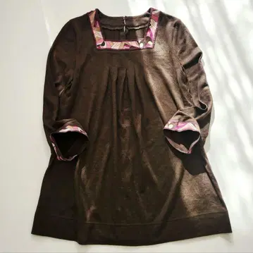 레리안 Lelian 긴팔 튜닉 원피스 브라운 울 100% 11호