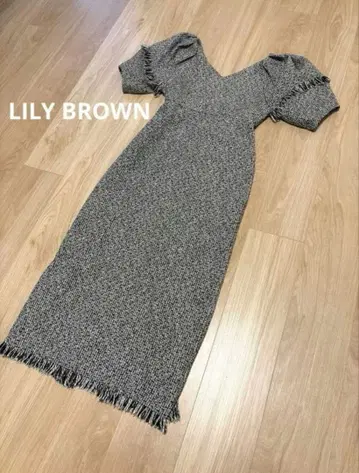 [새상품급] LILY BROWN 퍼프 슬리브 라메 트위드 원피스