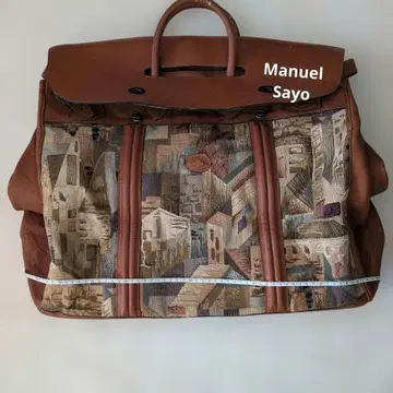 기하학 패턴 보스턴 백 브라운