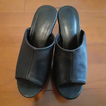 가죽 오픈토 하이힐 샌들 (블랙)