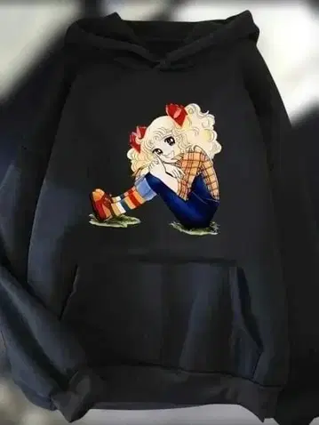 캔디캔디 후드 부착 후드티 블랙 xxl