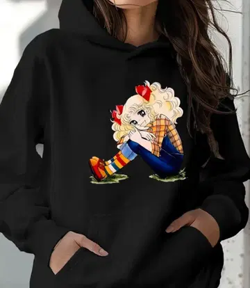 캔디캔디 후드 부착 후드티 블랙 xxl