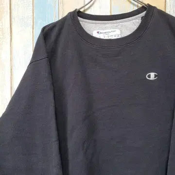 300 챔피온 맨투맨 트레이닝복 원포인트 자수 로고 블랙 L 사이즈