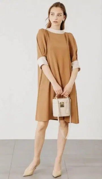 [ 새상품급 ] CELFORD 셀포드 A라인 보타이 원피스 바이컬러