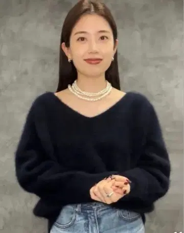 anuans 라쿤폭스 2way 넥 풀오버 네이비