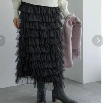 테치치 튤 티어드 타이트 롱 스커트