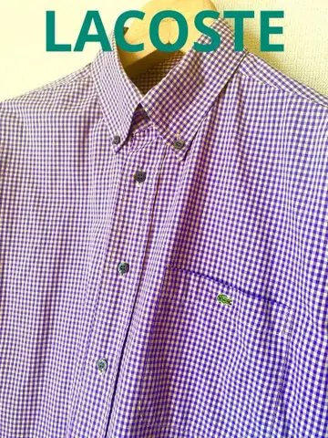 LACOSTE 남성용 깅엄 체크 셔츠