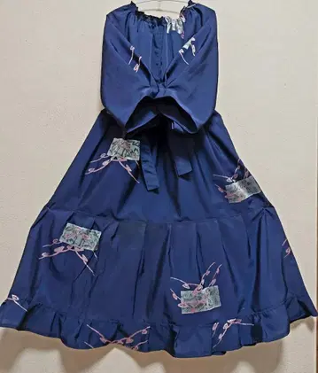 [기모노 리메이크] 순수 실크 실크 어른 귀여운 원피스