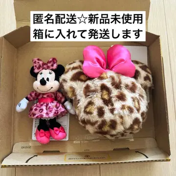 핑크 봉제 인형 참 파우치 레오파드 무늬 표범 무늬 세퍼레이트 미니