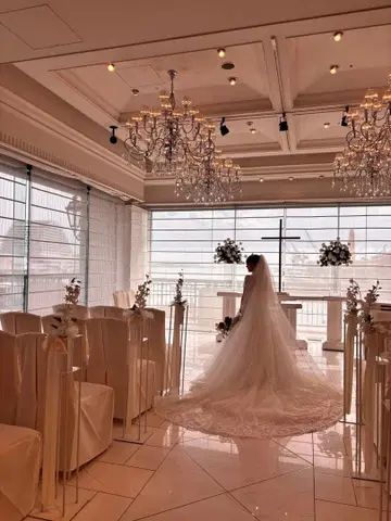 롱 화이트 웨딩 베일