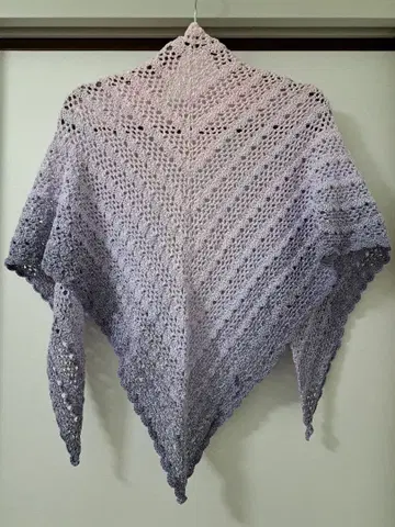 핸드메이드 삼각형 숄 퍼플 핑크 그라데이션