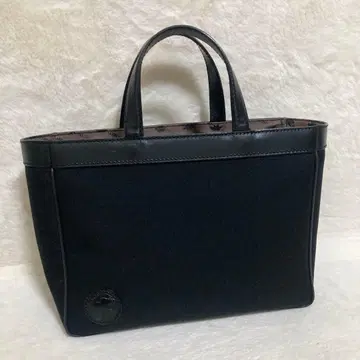 컨디션 최상 헌팅월드 토트백 로고 캔버스 가죽 블랙