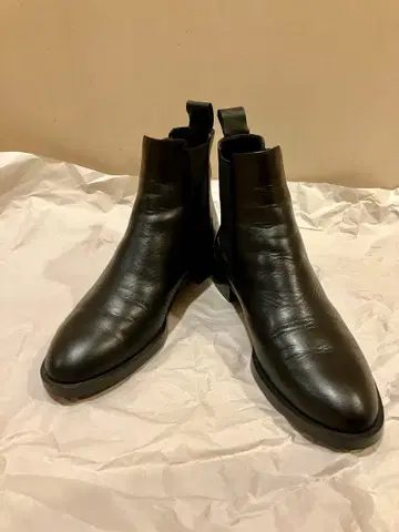 ZARA 천연 가죽 사이드 고어 부츠 블랙 여성용 37/23.5cm